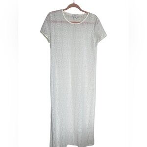 White Lace Short Sleeve Dress/ White Lace swimsuit coverup